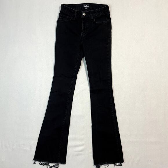 Lulus Black High Rise Raw Hem Flare Jeans - Size 25 - Picture 5 of 10